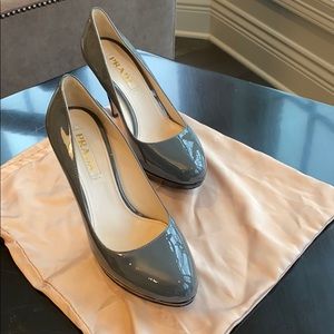 Prada Grey Patent Pumps with black soles